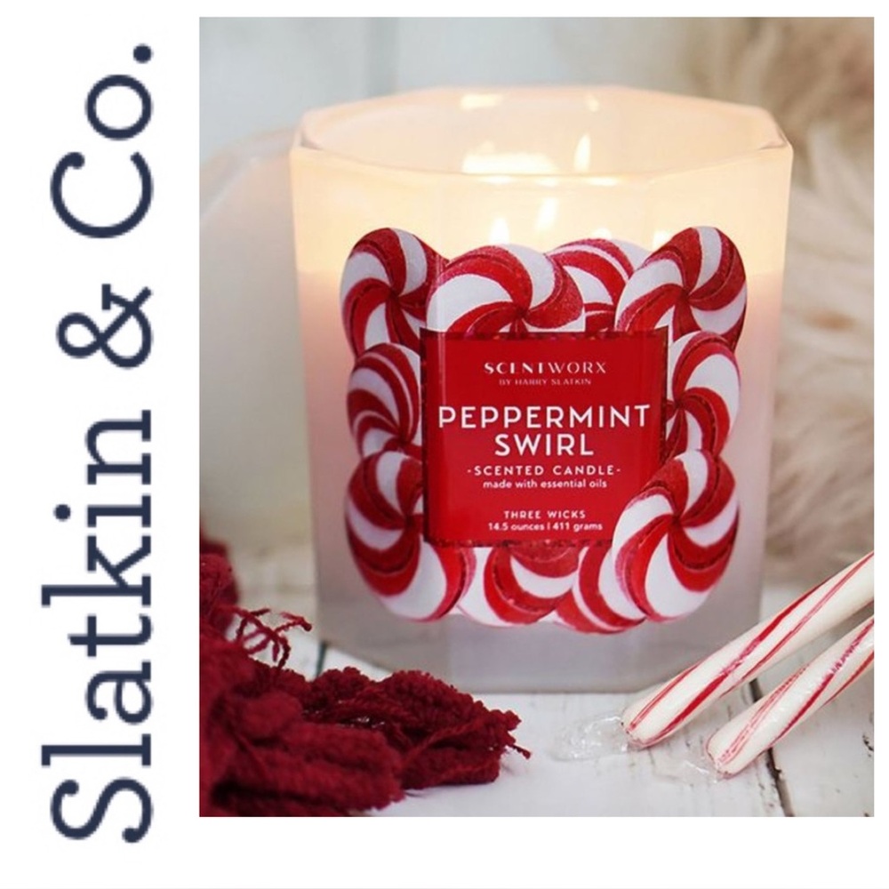 Slatkin Scentworx Peppermint Swirl Candle Used